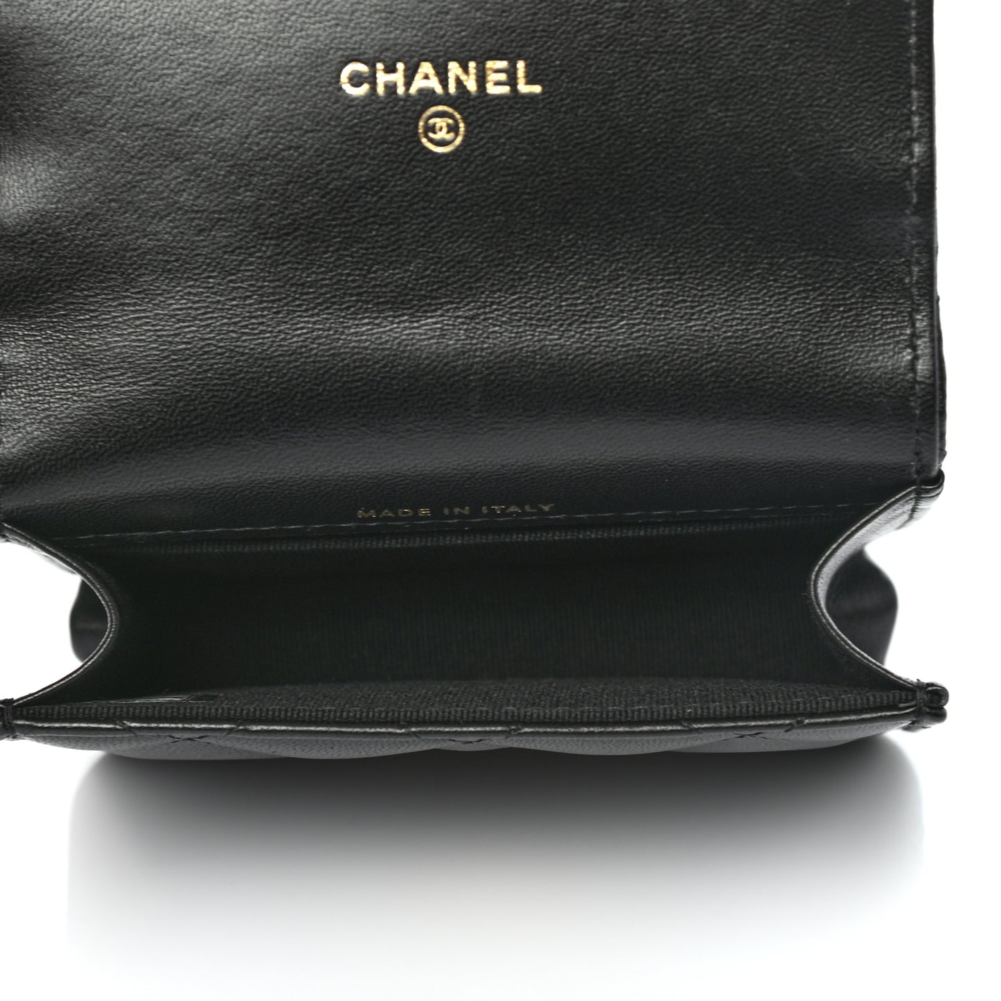 Lambskin Quilted CC Hook Card Holder Black