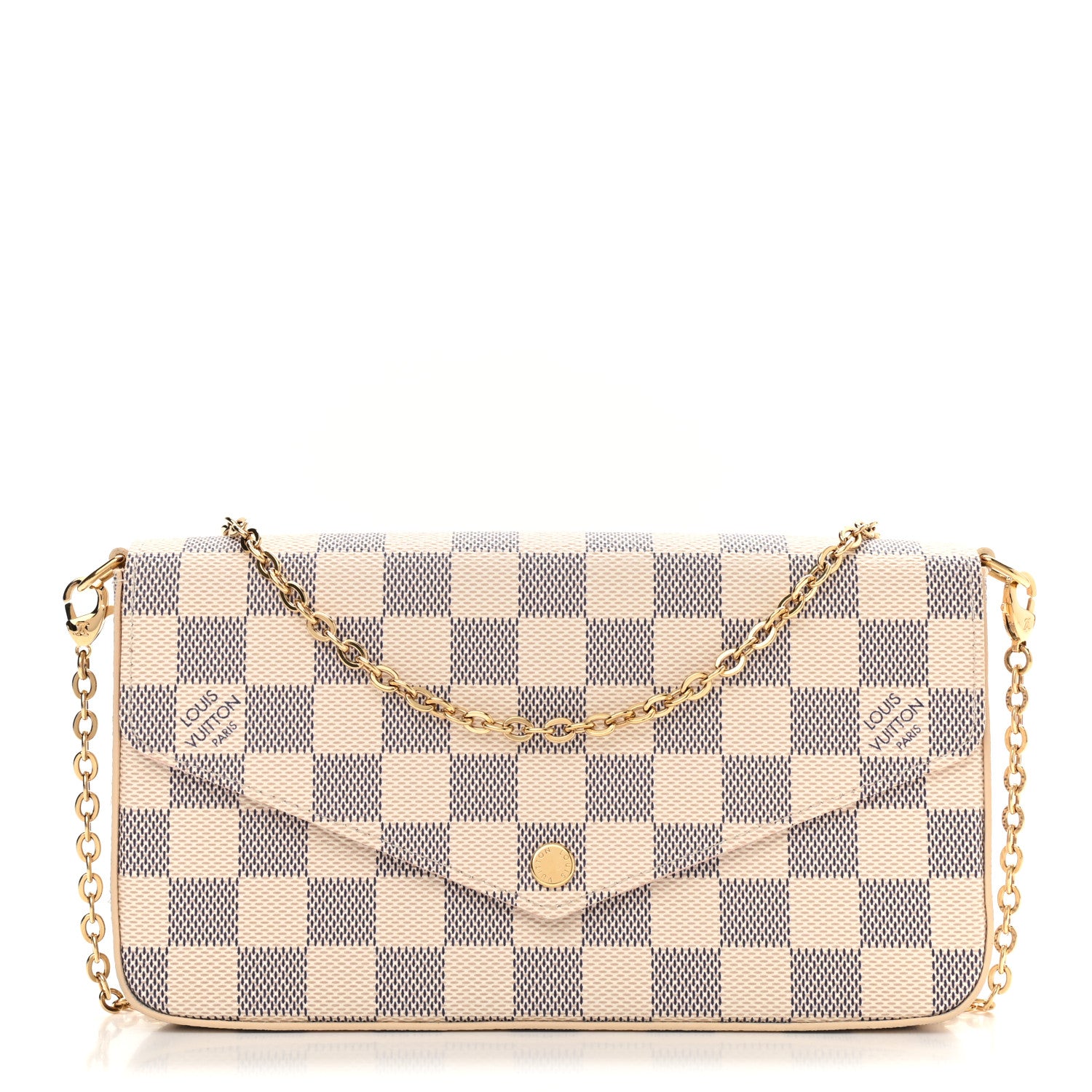 Louis Vuitton Damier Azur Pochette Felicie Chain Wallet Rose Ballerine 3 of 11