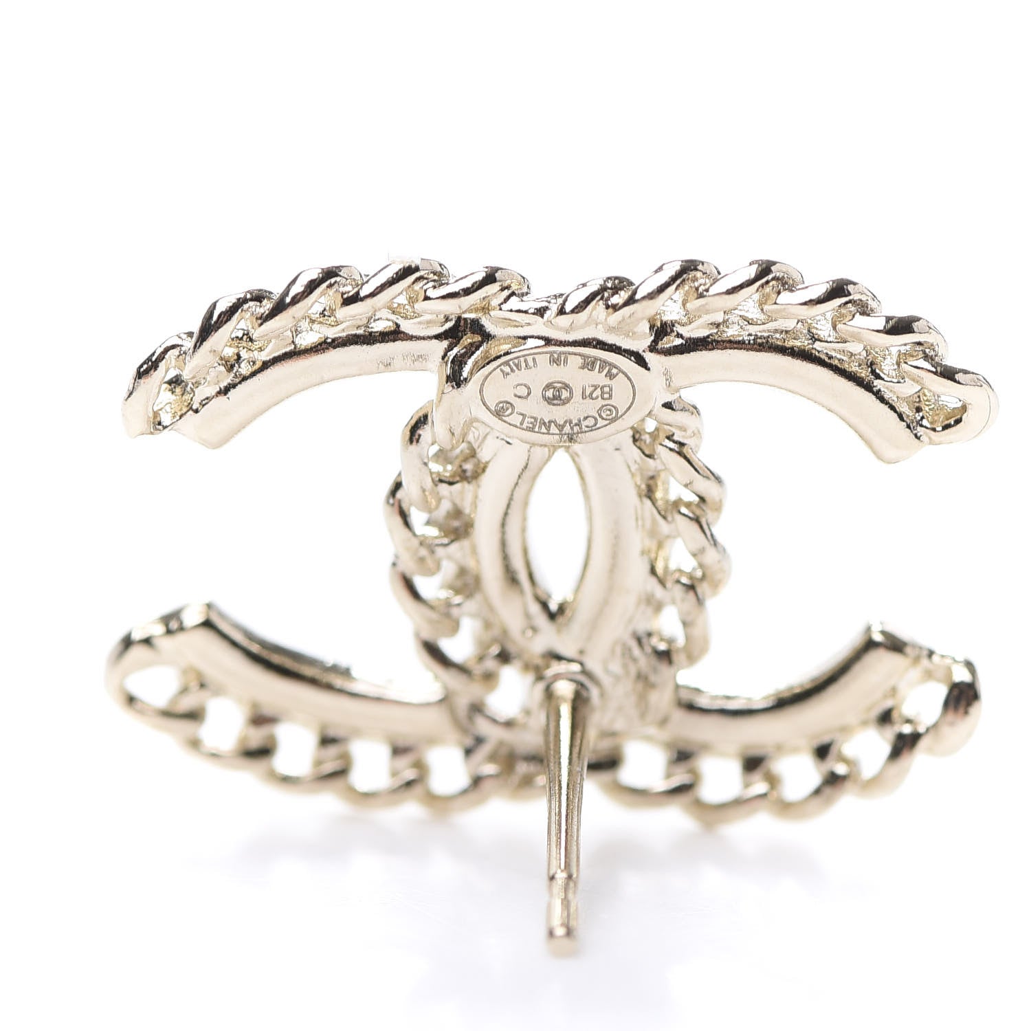 Chanel Crystal Chain CC Earrings Gold 4 of 5