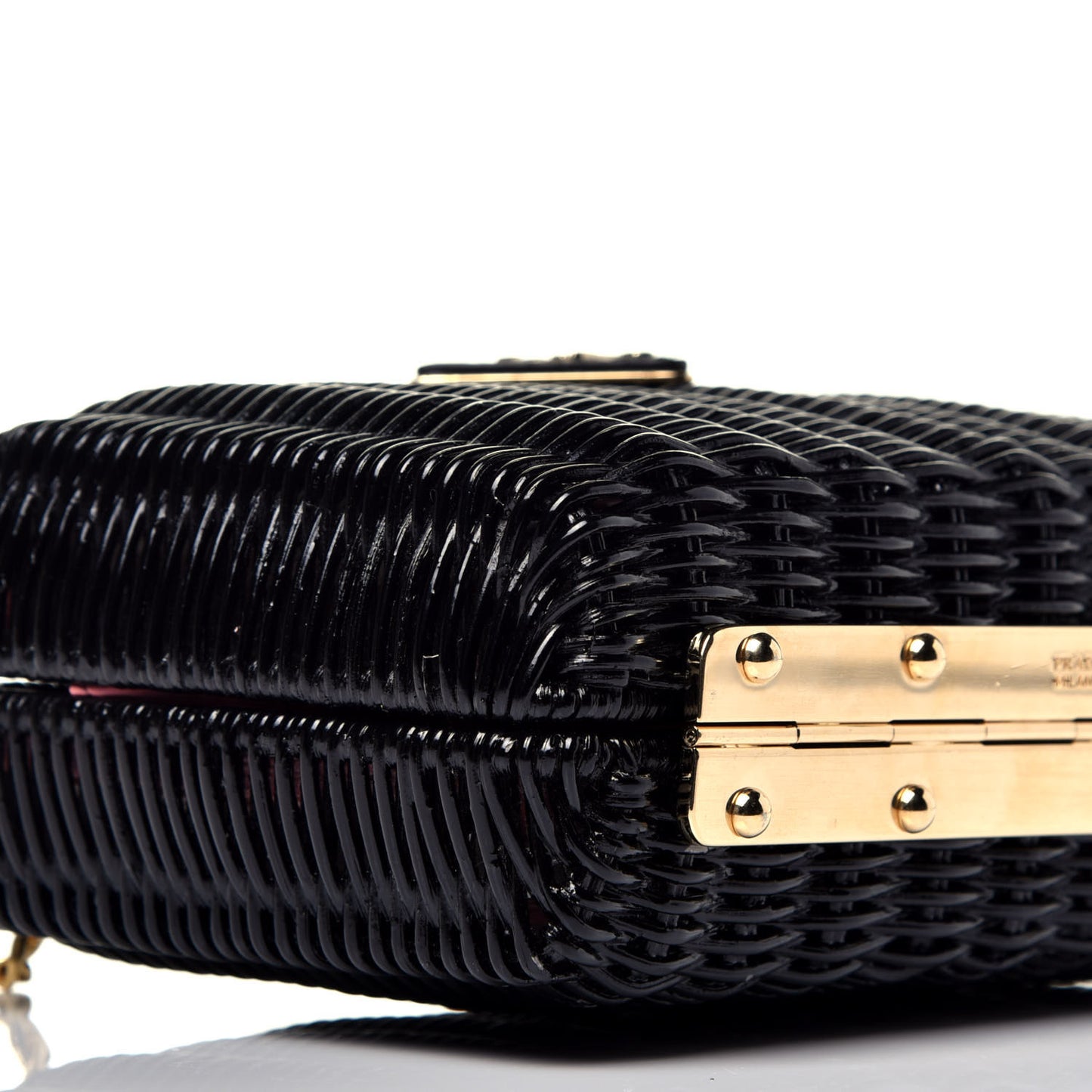 Wicker Triangle Crossbody Clutch Black Petalo