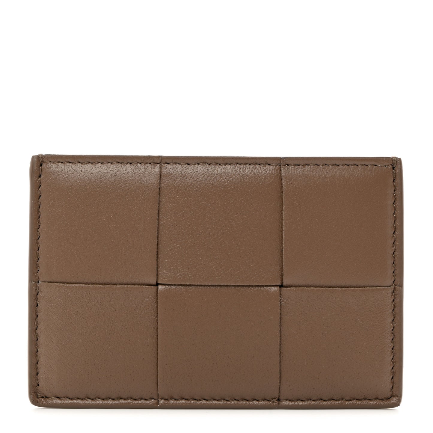 Nappa Intreccio Cassette Credit Card Holder Taupe Grey