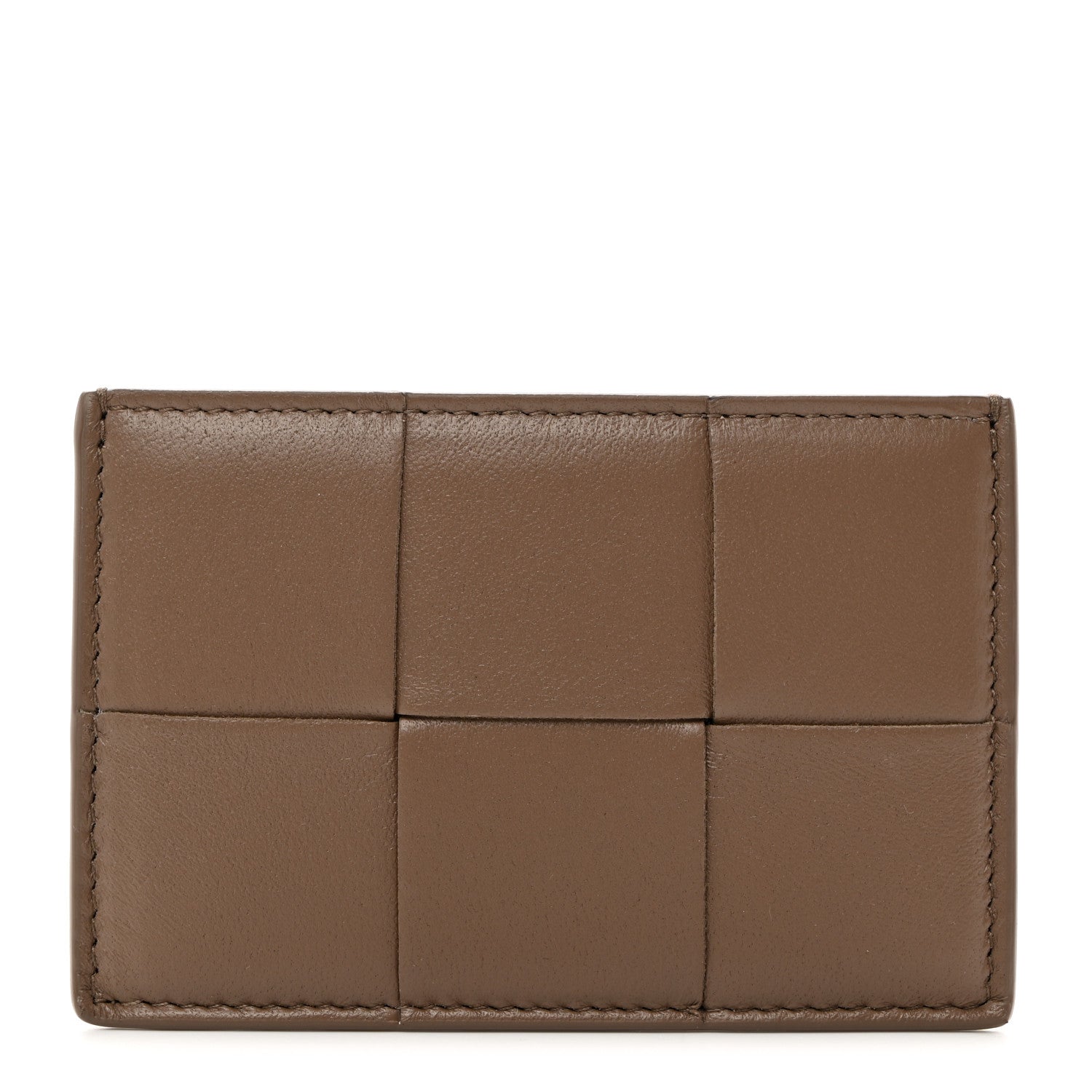 Bottega Veneta Nappa Intreccio Cassette Credit Card Holder Taupe Grey 1 of 7