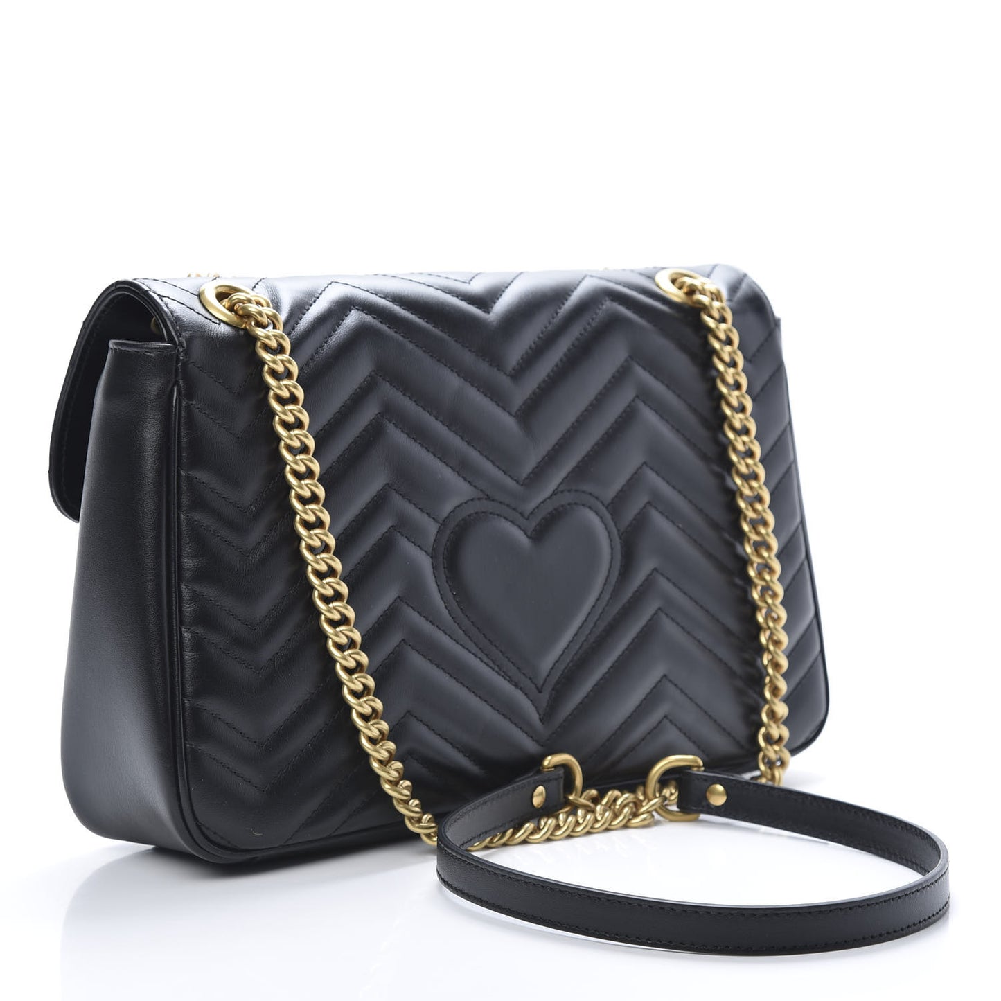 Calfskin Matelasse Medium GG Marmont Shoulder Bag Black