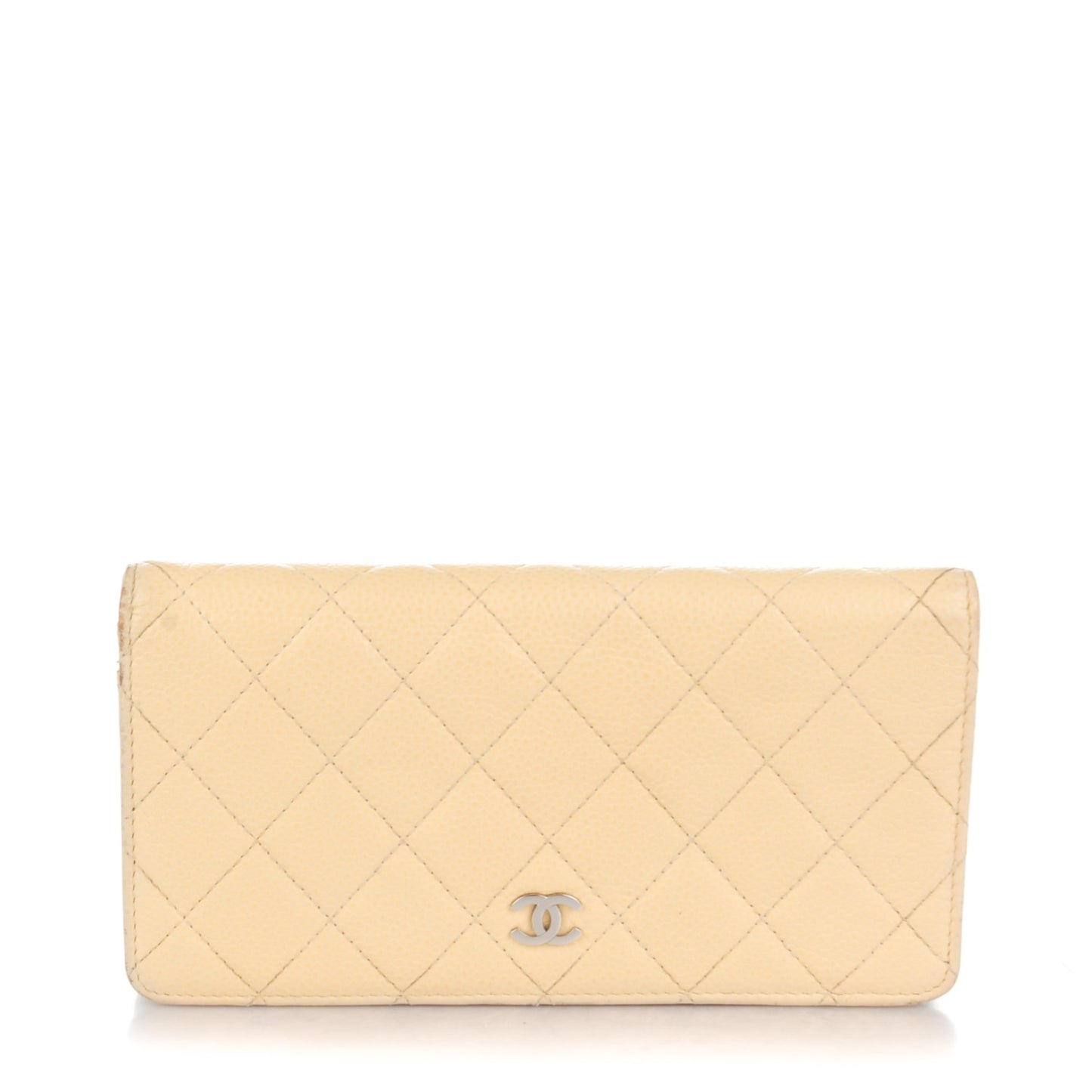 Caviar Quilted Yen Wallet Light Beige