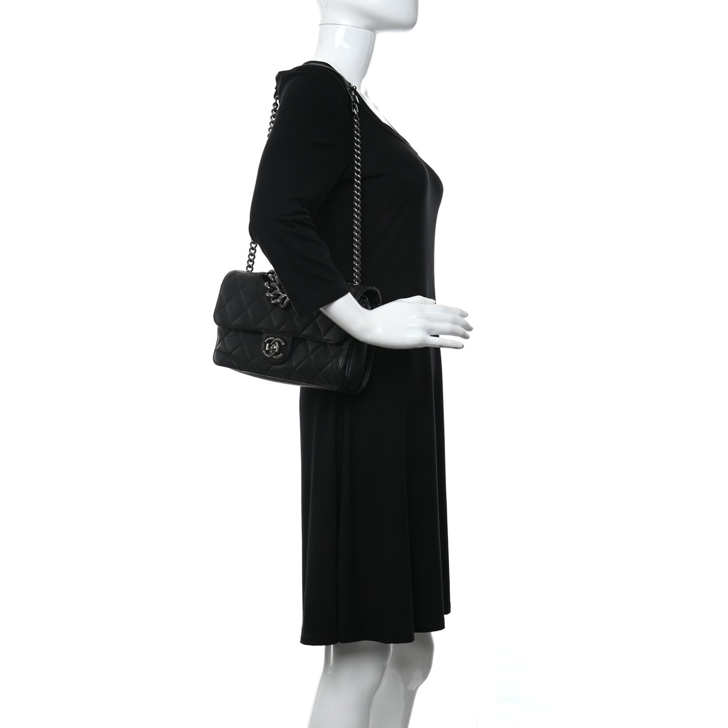 Goatskin Quilted Medium Perfect Edge Flap Black