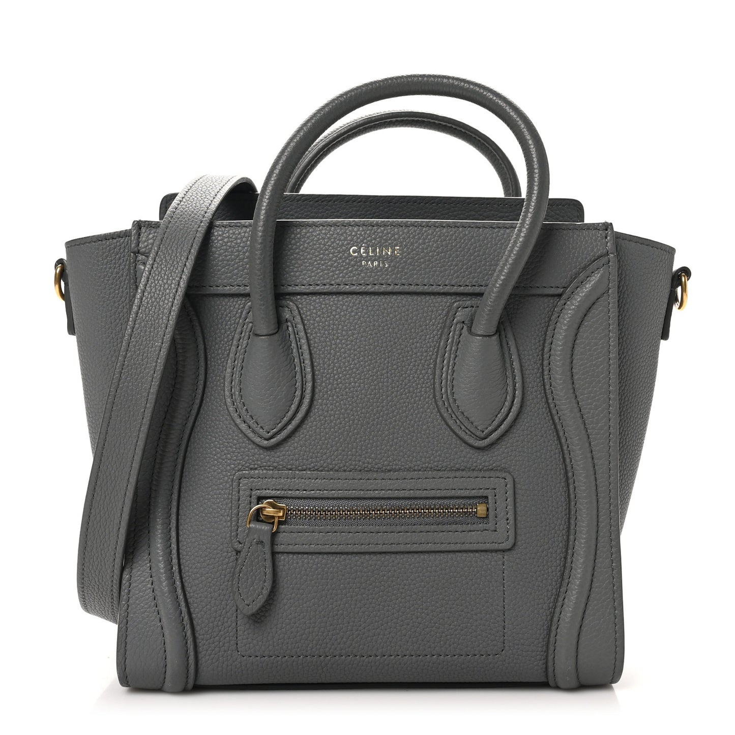 Baby Drummed Calfskin Nano Luggage Kohl