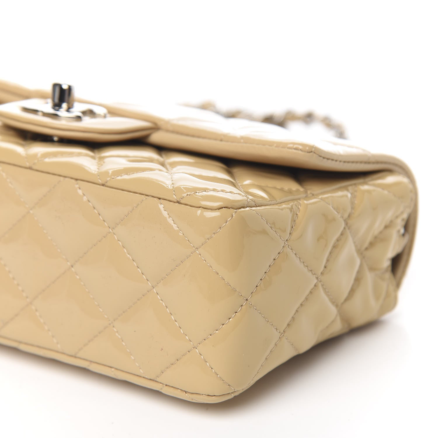 Chanel Patent Calfskin Quilted Mini Rectangular Flap Beige 9 of 12