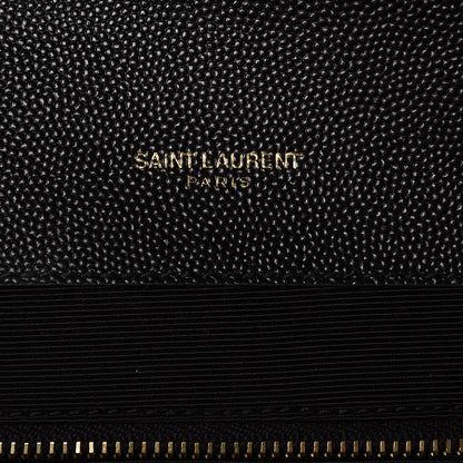 Saint Laurent Grain De Poudre Matelasse Chevron Large Monogram Satchel Black 5 of 8