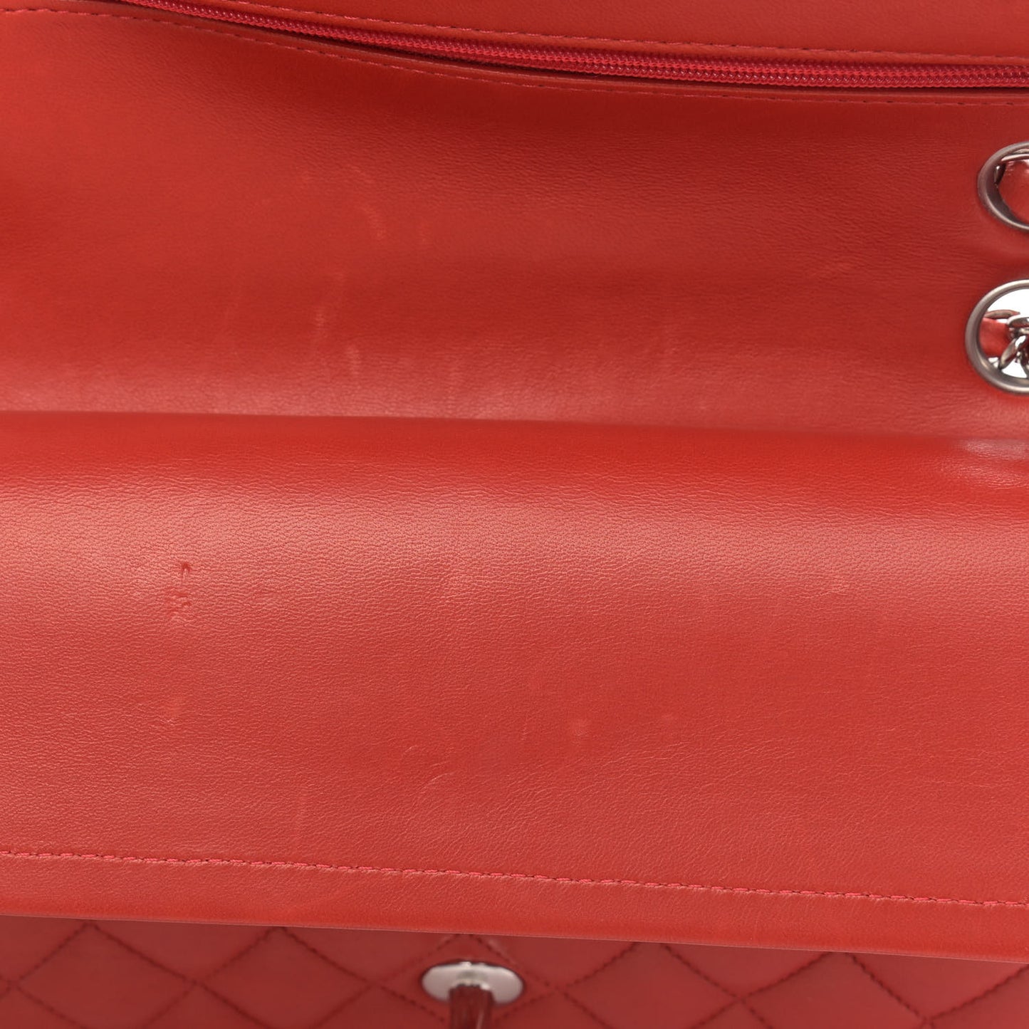 Lambskin Quilted Medium Double Flap Red