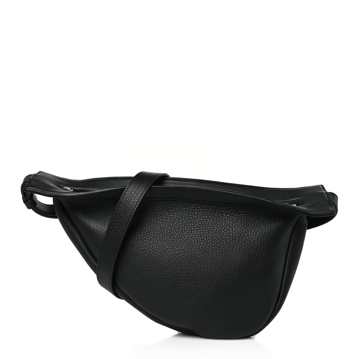 Grained Calfskin Small Slouchy Banana Bag Black