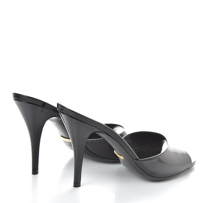 Gucci Polished Calfskin Scarlet Mid Heel Slide Sandals 39.5 Black 4 of 8