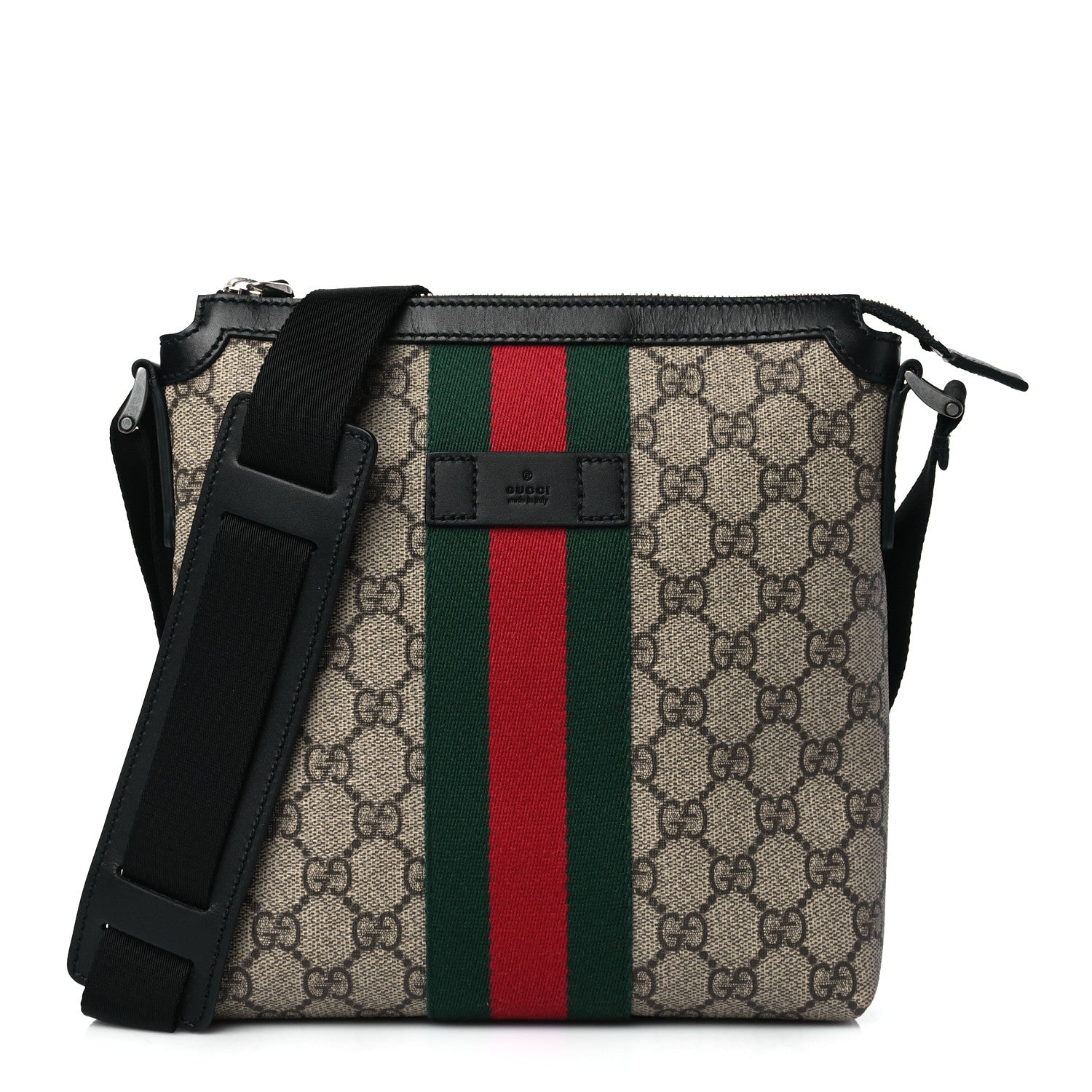Gucci GG Supreme Monogram Web Messenger Bag Black 1 of 10