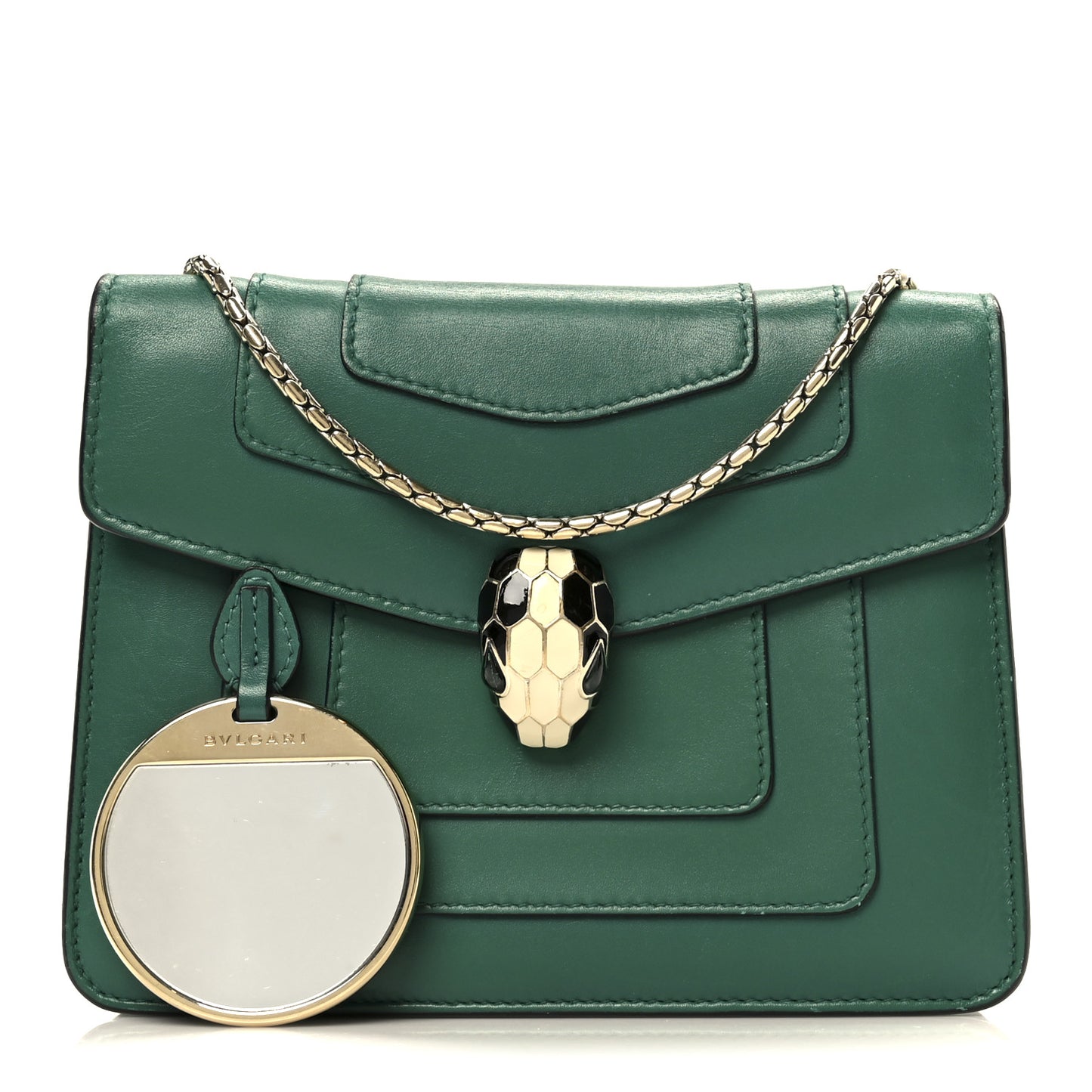 Calfskin Small Serpenti Forever Snake Strap Crossbody Bag Emerald Green
