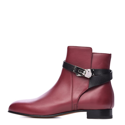 Hermes Calfskin Neo Low Boots 38.5 Carmin Black 1 of 12