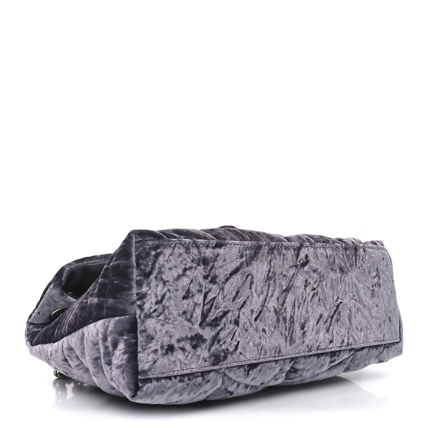 Saint Laurent Crushed Velvet Quilted Small Loulou Puffer Monogram Chain Satchel Iron Grey 4 of 10