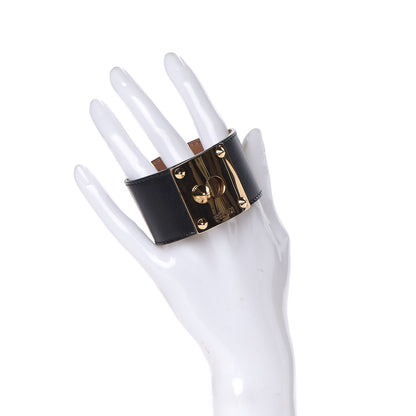 Fendi Calfskin Goldmine Cuff Gold Black 2 of 5