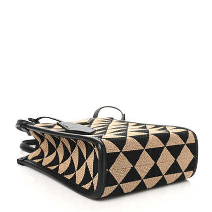 Prada Jacquard Saffiano Triangolo Symbole Embroidered Micro Tote Black Corda 3 of 9