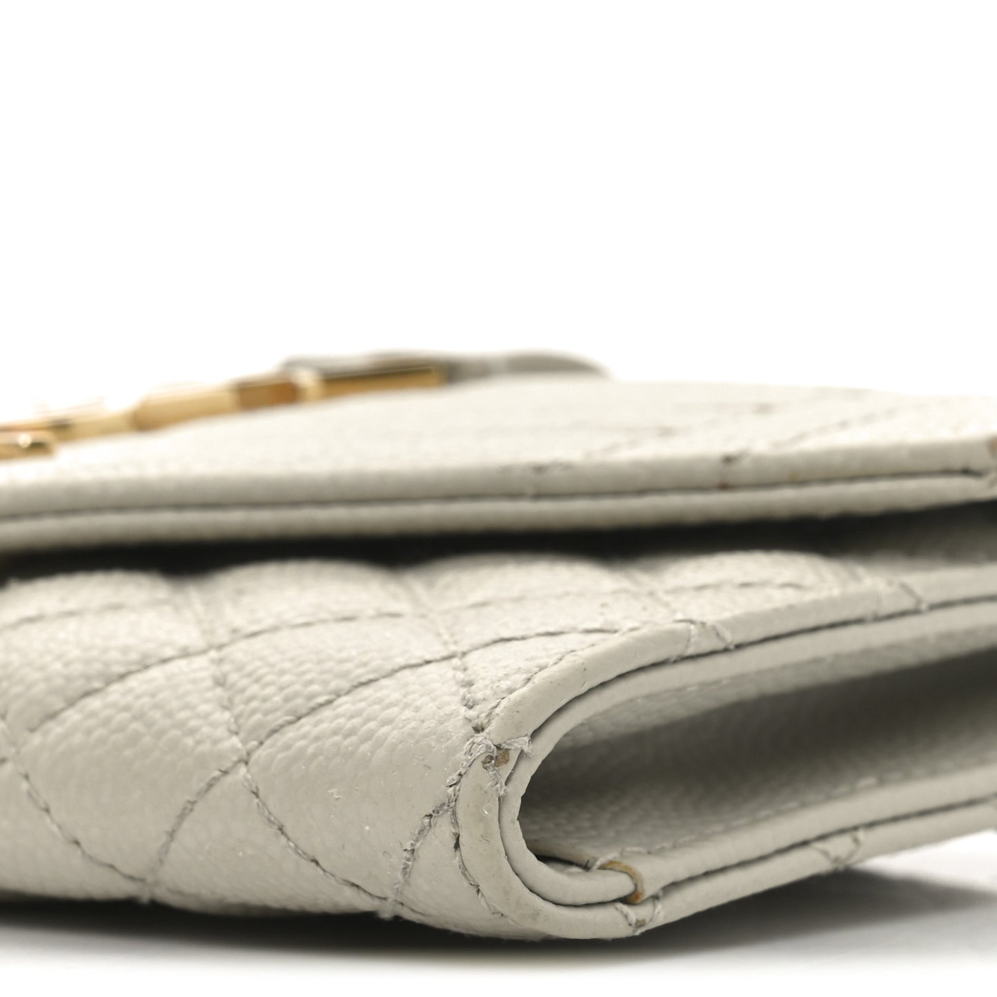Grain De Poudre Textured Mixed Matelasse Triquilt Small Monogram Envelope Wallet Blanc Vintage