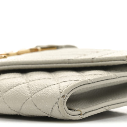 Saint Laurent Grain De Poudre Textured Mixed Matelasse Triquilt Small Monogram Envelope Wallet Blanc Vintage 9 of 9