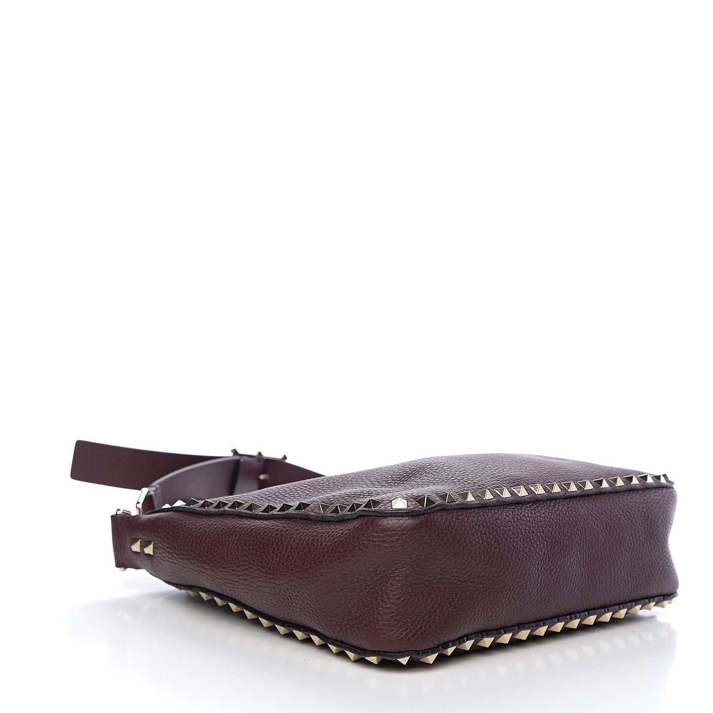 Pebbled Calfskin Small Rockstud Flip-Lock Messenger Bag Vinaccia