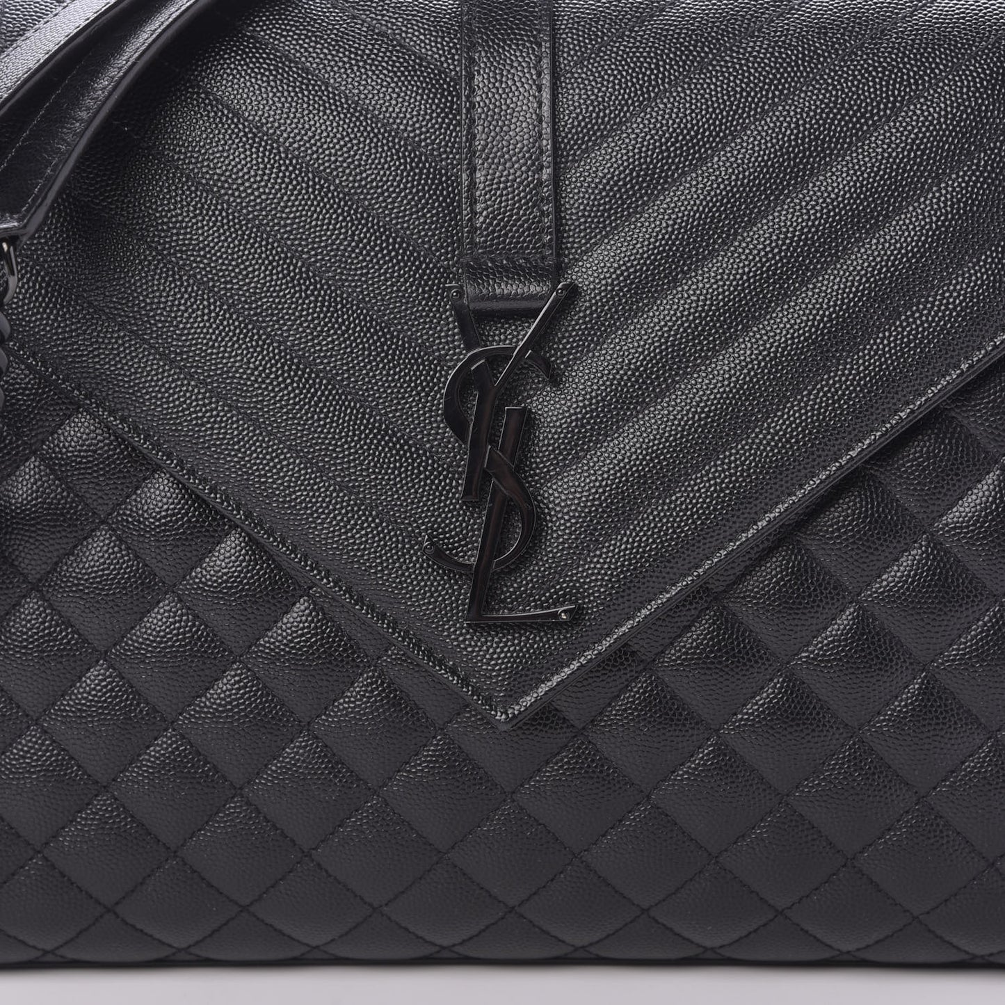 Grain De Poudre Textured Mixed Matelasse Large Triquilt Monogram Monochrome Satchel Black