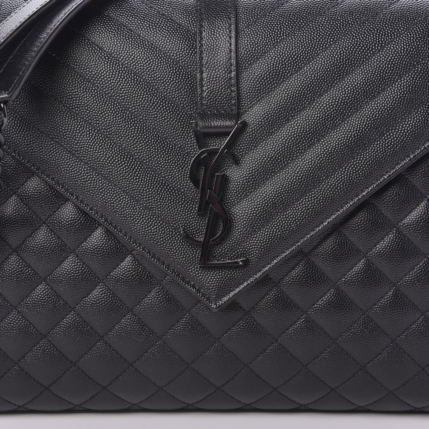 Saint Laurent Grain De Poudre Textured Mixed Matelasse Large Triquilt Monogram Monochrome Satchel Black 11 of 13