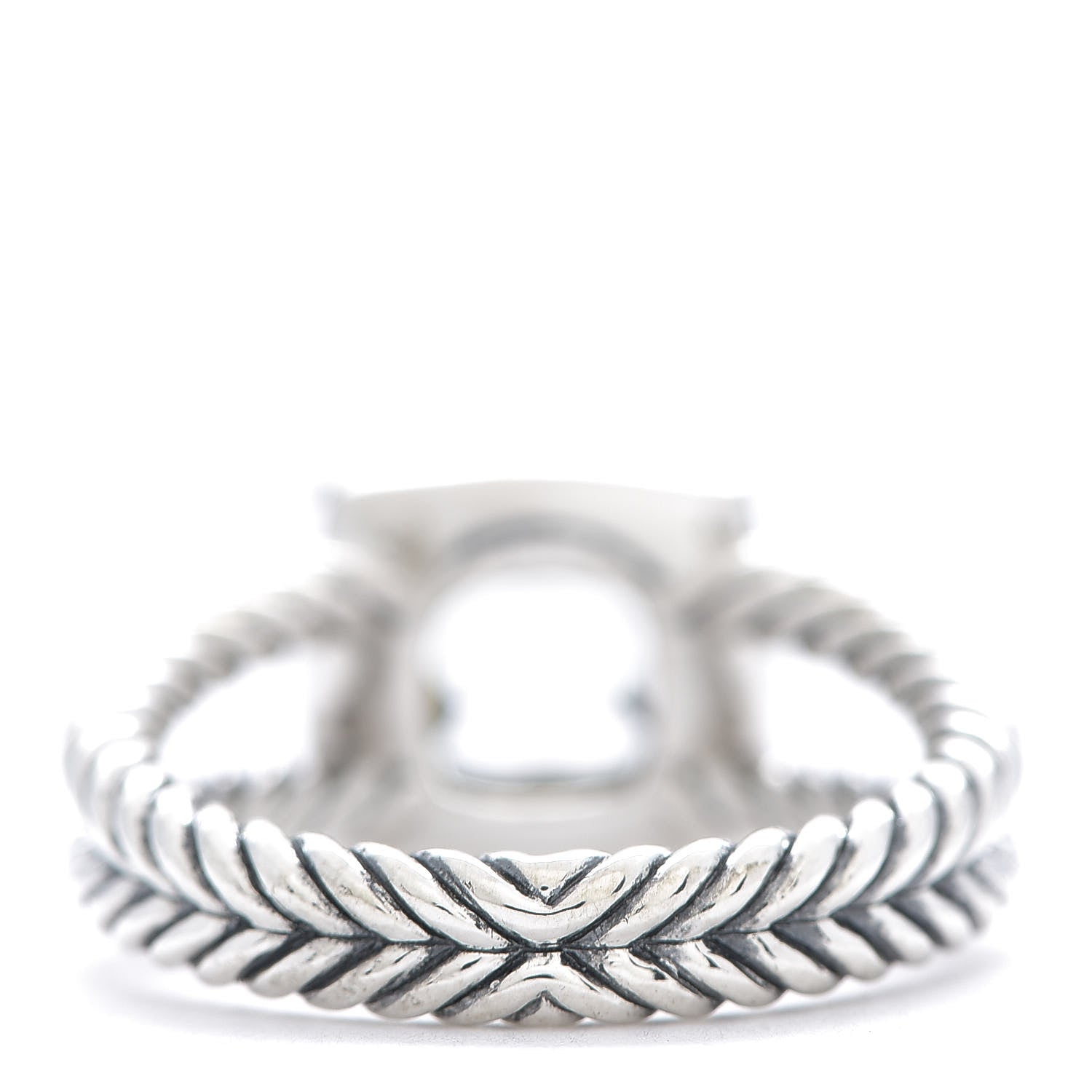 David Yurman Sterling Silver Diamond Prasiolite 7mm Petite Albion Ring 54 7 3 of 4