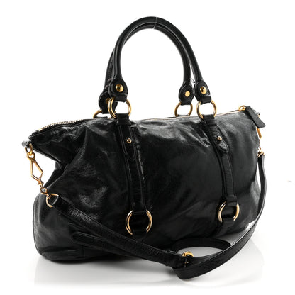 Miu Miu Vitello Lux Gathered Tote Black 3 of 10
