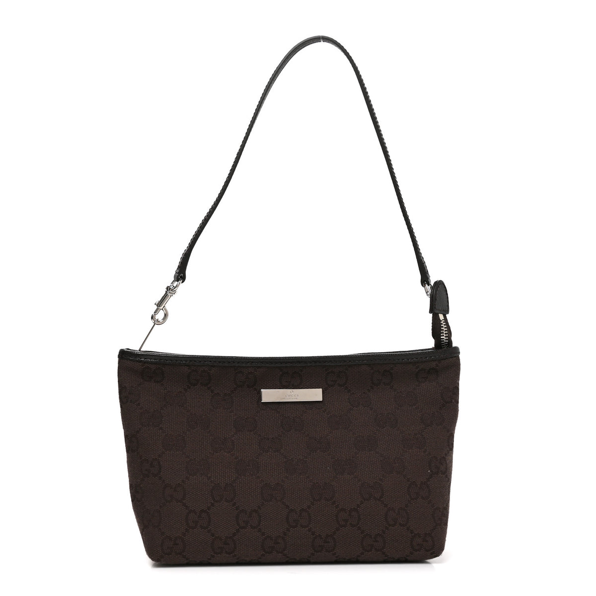 Gucci Monogram Small Plaque Pouch Dark Brown 1 of 11