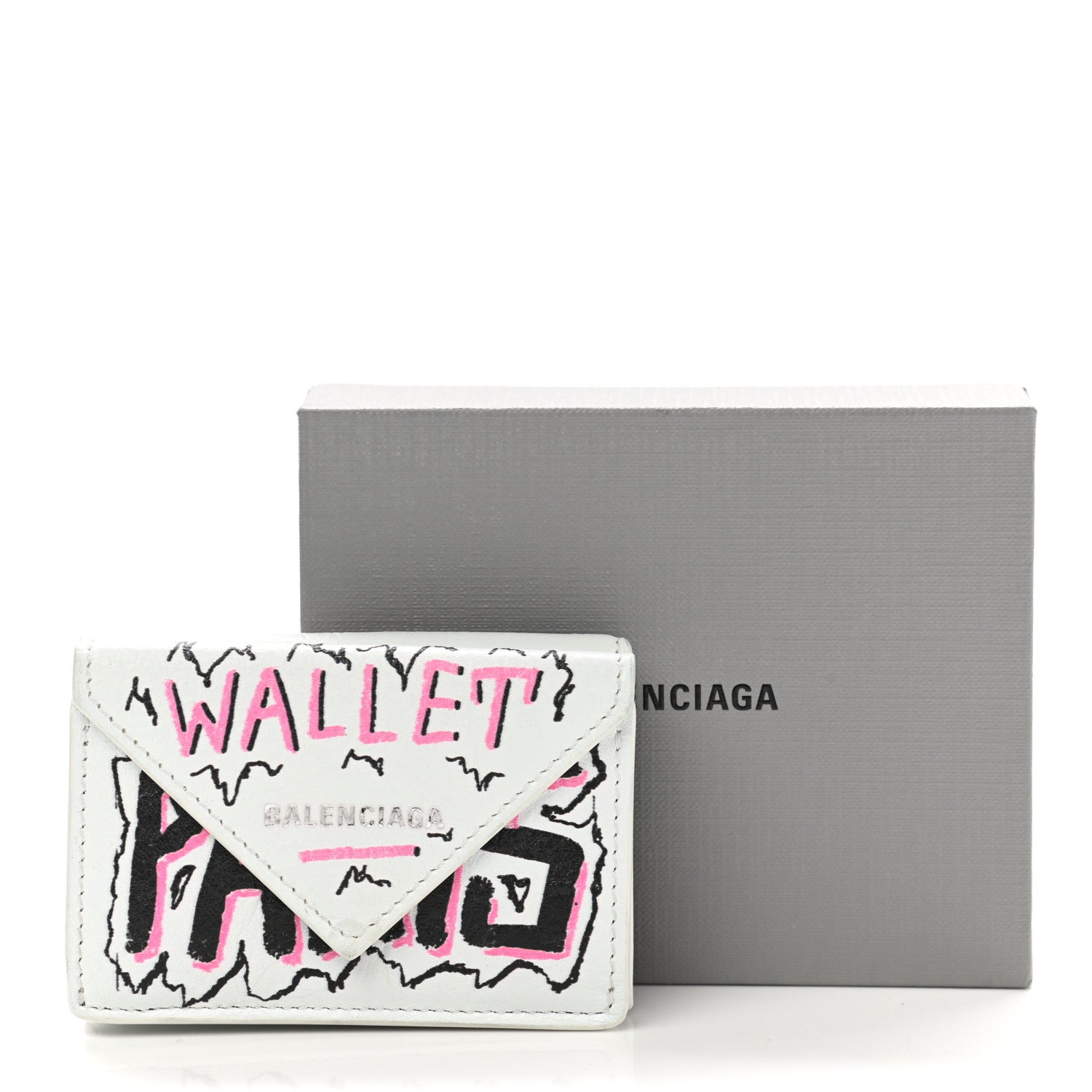 Balenciaga Agneau Graffiti Mini Papier Wallet White Multicolor 9 of 9