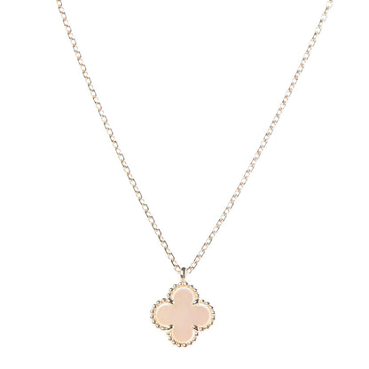 Van Cleef & Arpels 18K Yellow Gold Mother of Pearl Sweet Alhambra Pendant Necklace 1 of 8
