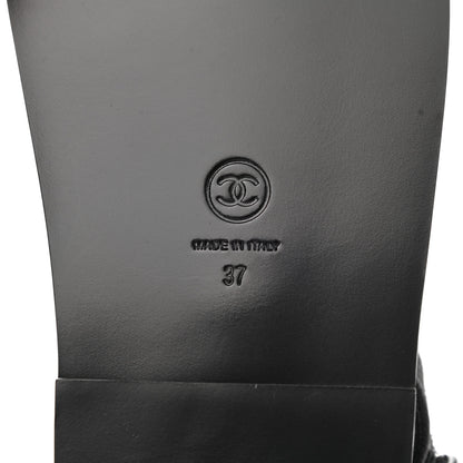 Chanel Grained Calfskin Velcro Dad Sandals 37 Black 6 of 9