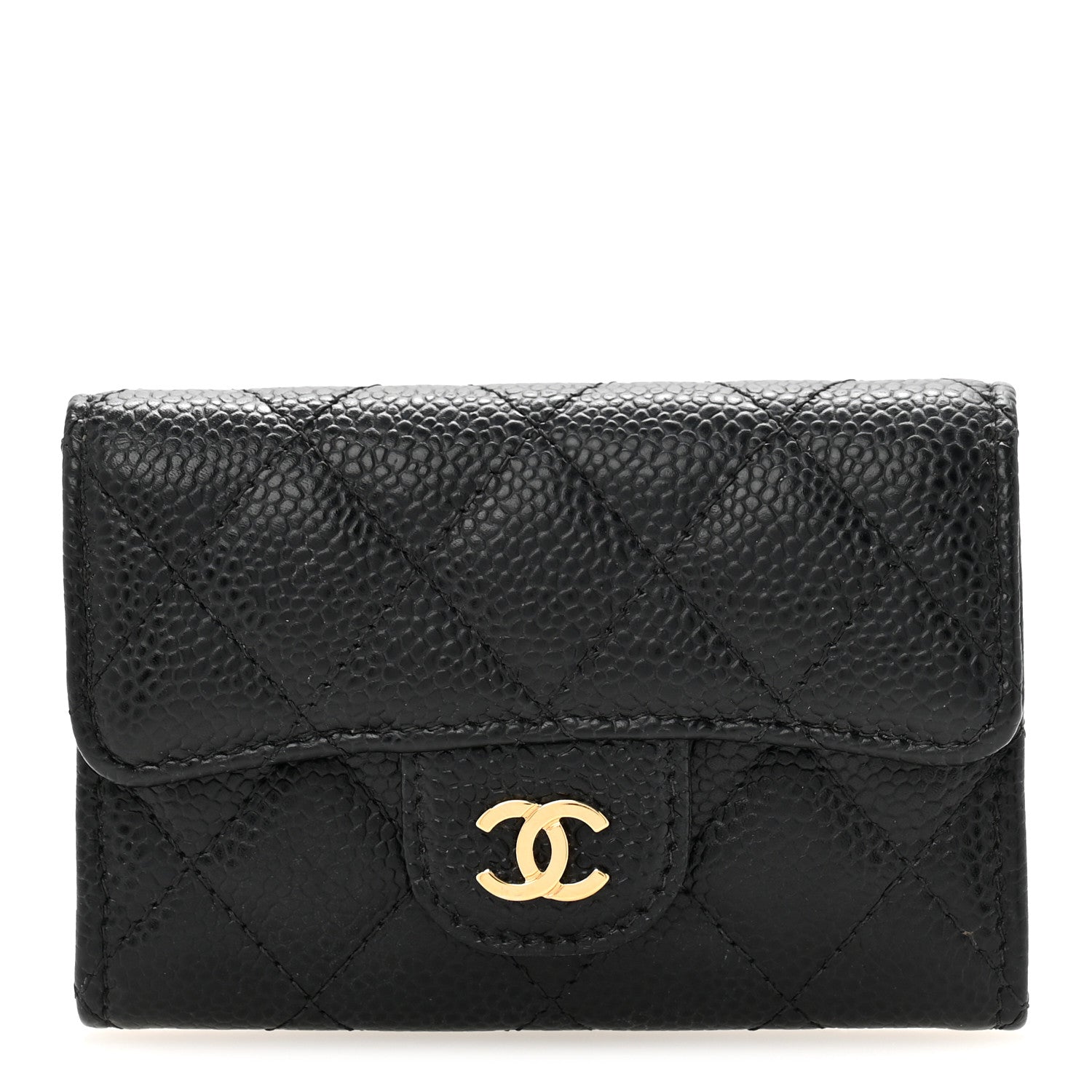 Chanel Caviar Quilted Flap Card Holder Wallet Black 1 of 12