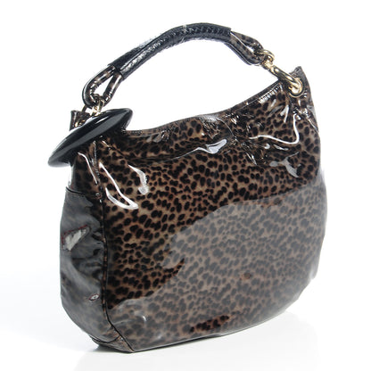 Jimmy Choo Patent Leopard Print Small Sky Hobo Grey 3 of 8