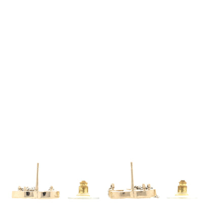 Chanel Crystal Chain CC Earrings Gold 2 of 3