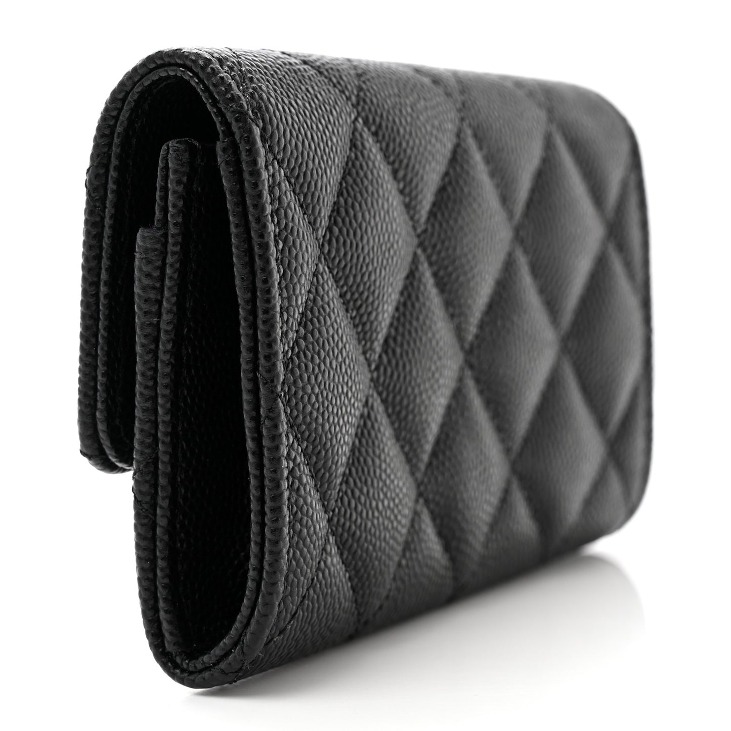 Caviar Quilted Textured CC Flap Card Holder Black