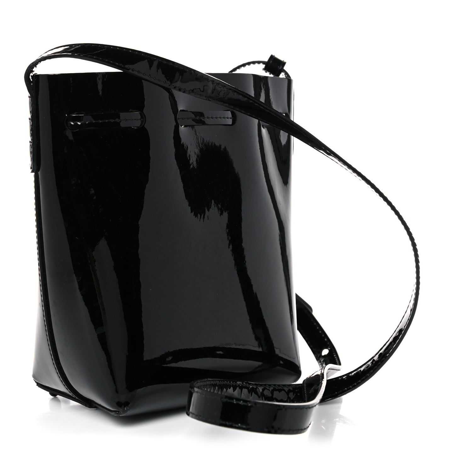 Patent Calfskin Mini Mini Bucket Bag Black