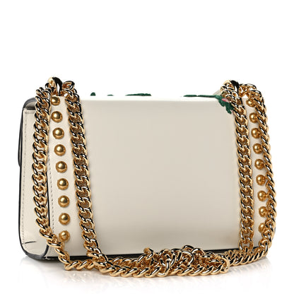 Gucci Calfskin Floral Embroidered Small Padlock Shoulder Bag White 3 of 14
