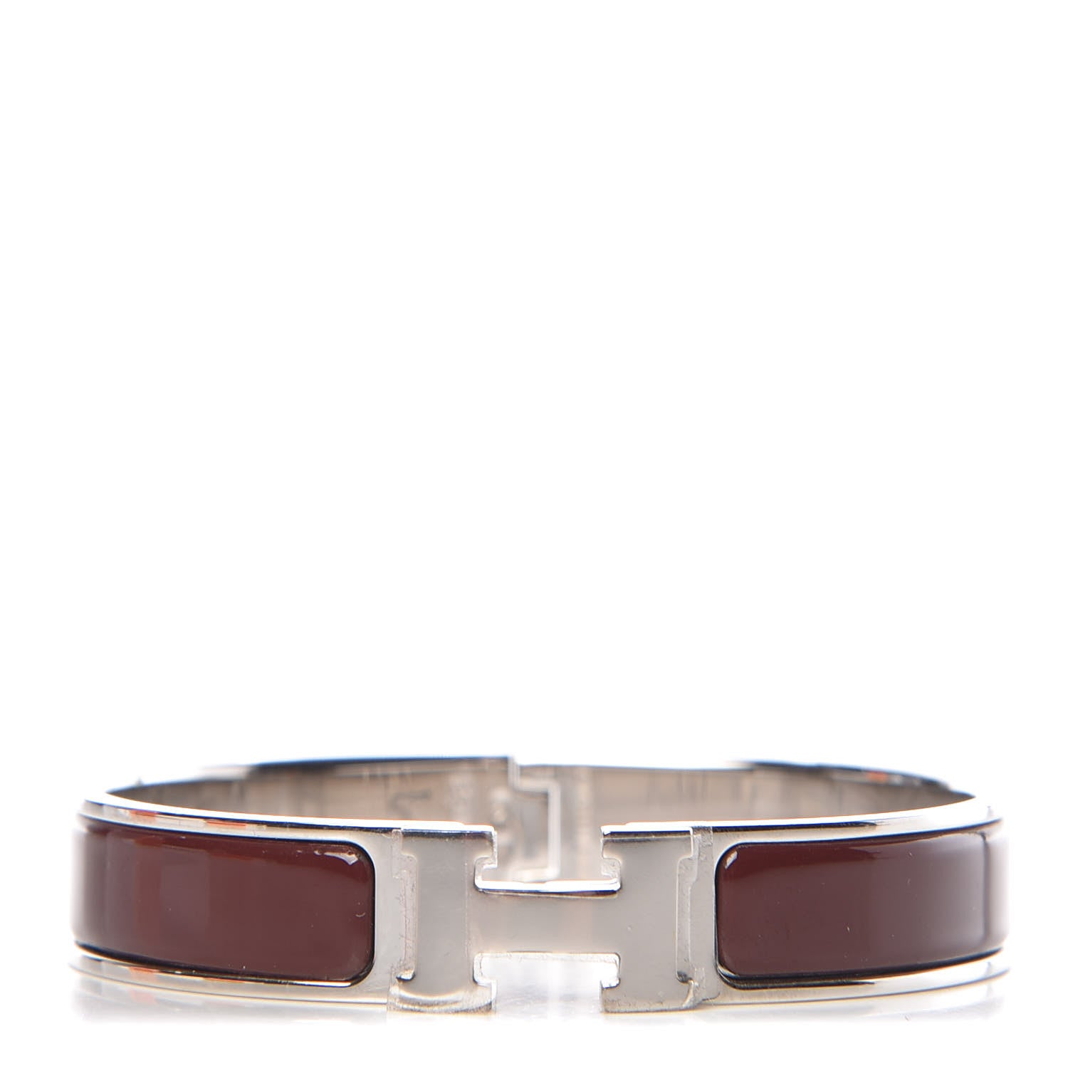 Hermes Enamel Narrow Clic Clac H Bracelet GM Cacao 1 of 5