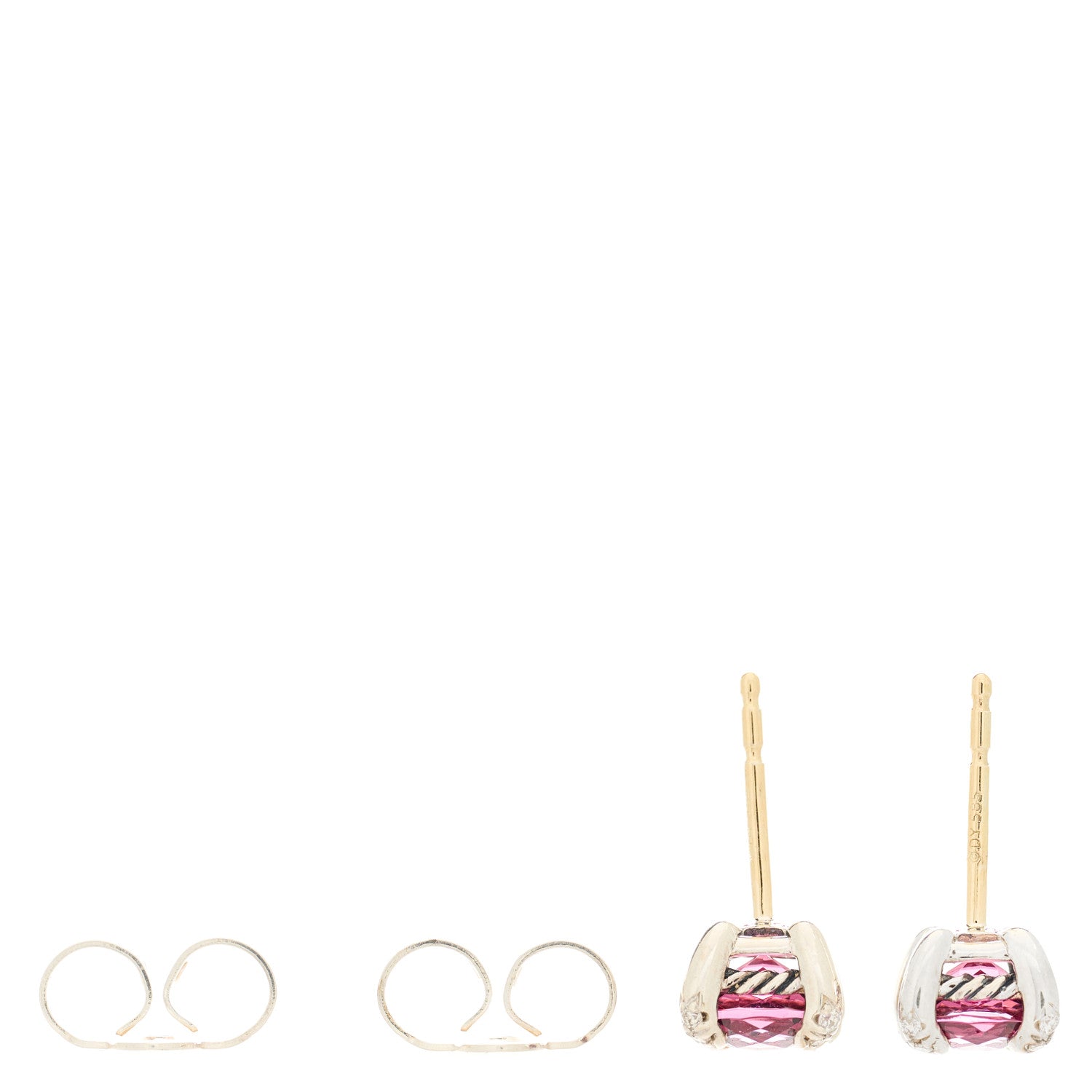 David Yurman Sterling Silver Diamond Rhodolite Petite Chatelaine Earrings 4 of 4