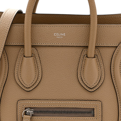 Celine Drummed Calfskin Nano Luggage Dune 9 of 11