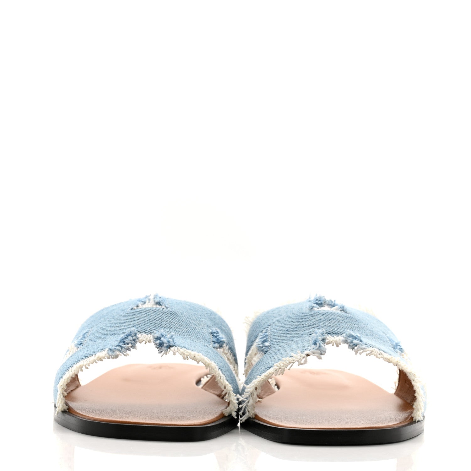 Hermes Denim Oran Fringe Sandals 39 Bleu Clair 3 of 10