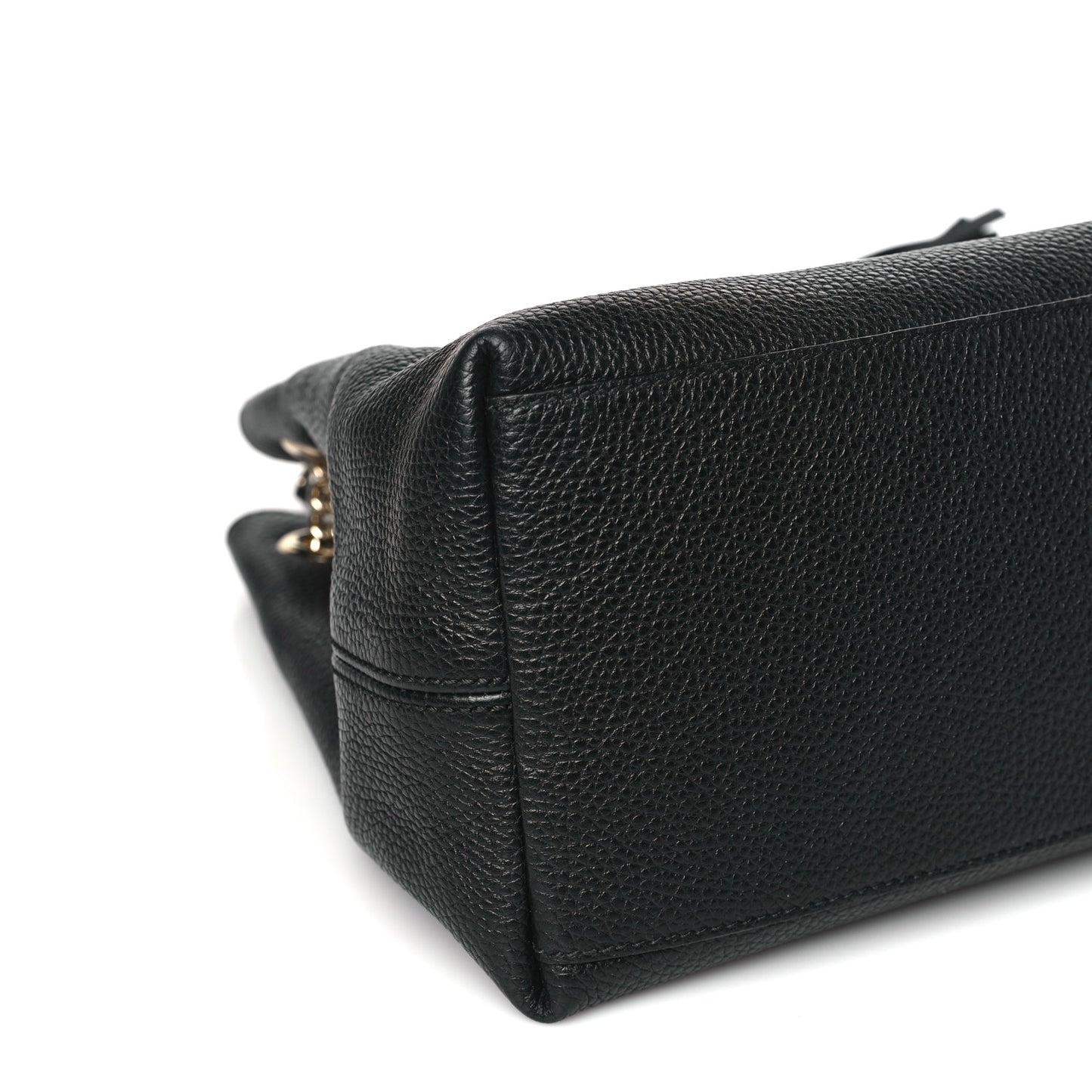 Pebbled Calfskin Medium Soho Chain Shoulder Bag Black