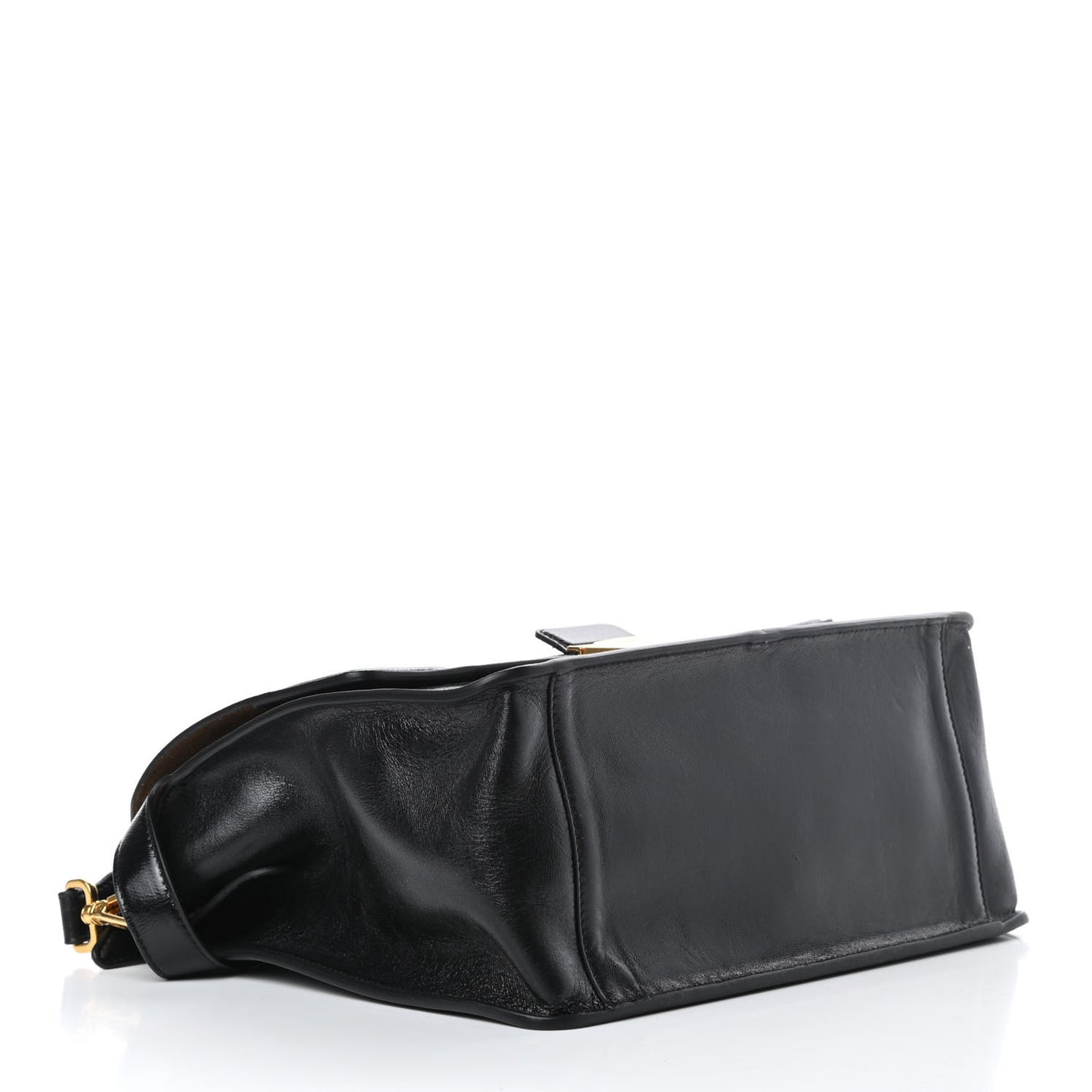 Agnello Old Shine Large Kan U Shoulder Bag Black