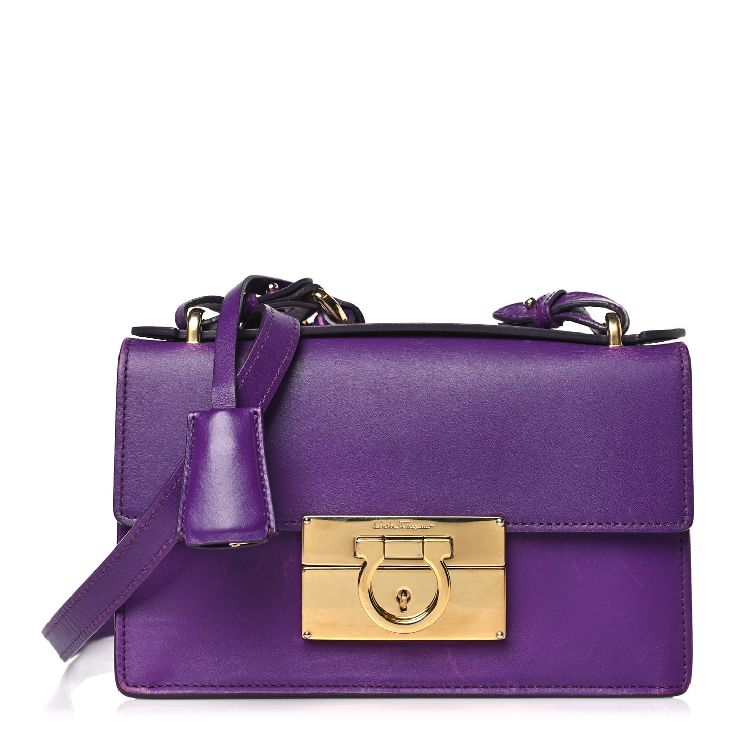 Smooth Calfskin Aileen Gancio Lock Shoulder Bag Purple