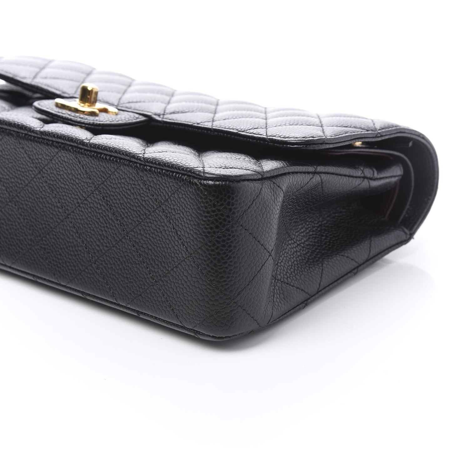 Caviar Quilted Medium Double Flap Black