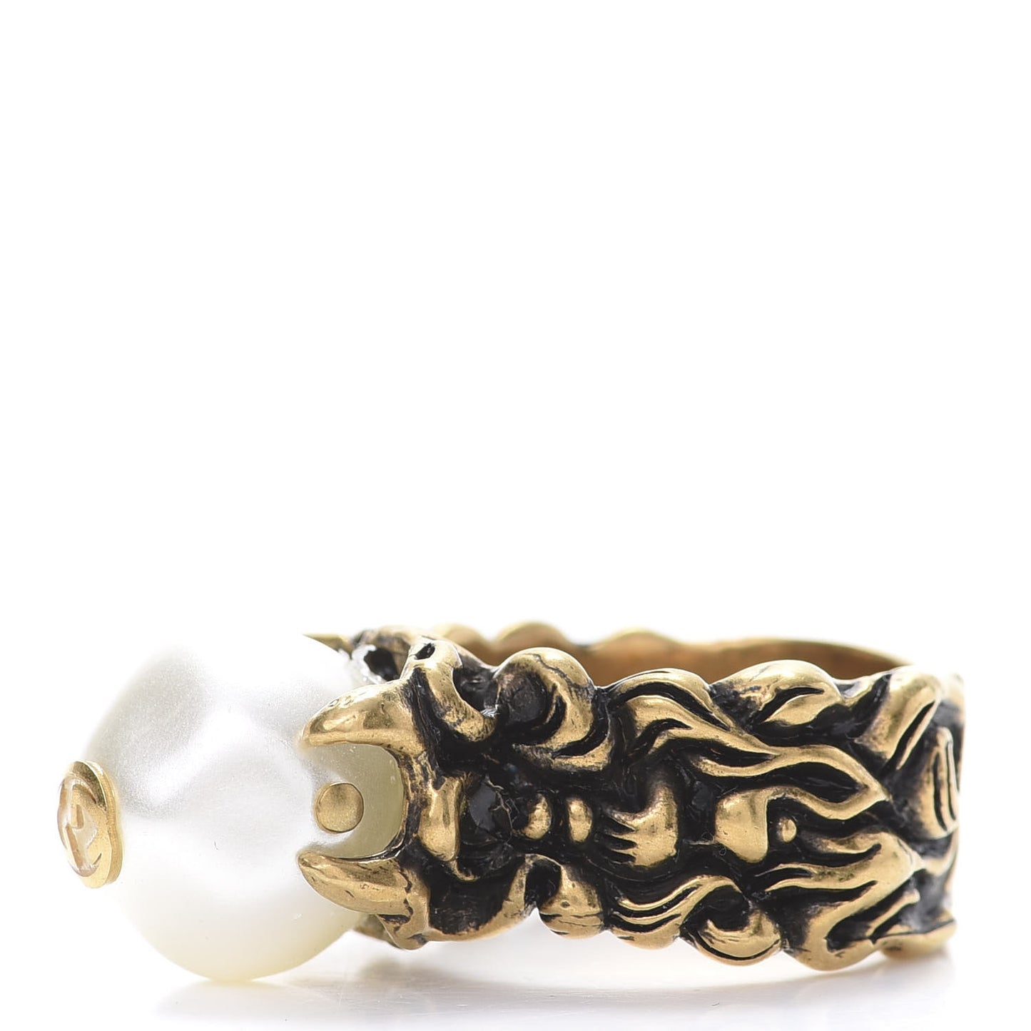 Metal Pearl Ring 9.5 Aged Gold