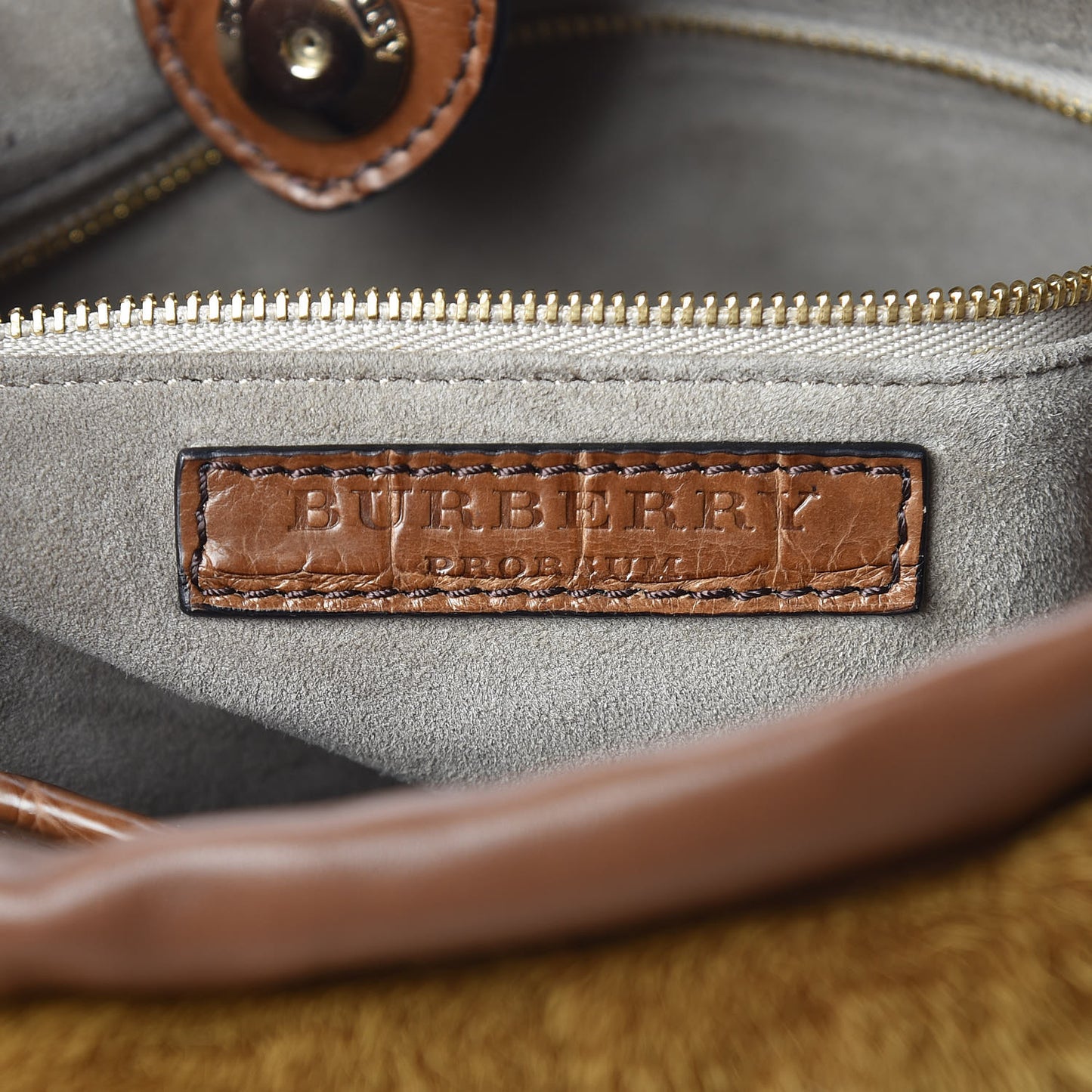 Alligator Mink Little Crush Bag Brown