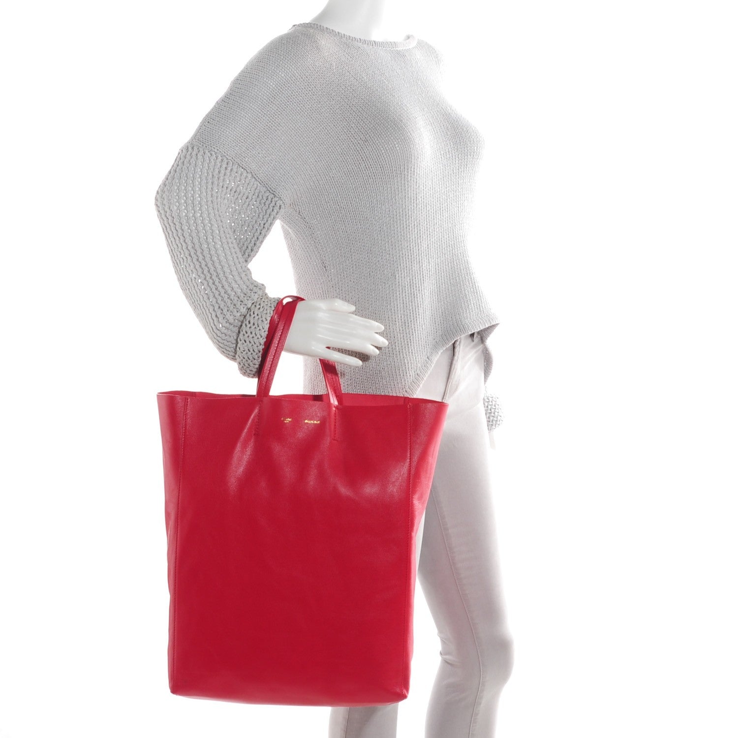 Celine Lambskin Vertical Cabas Red 2 of 7