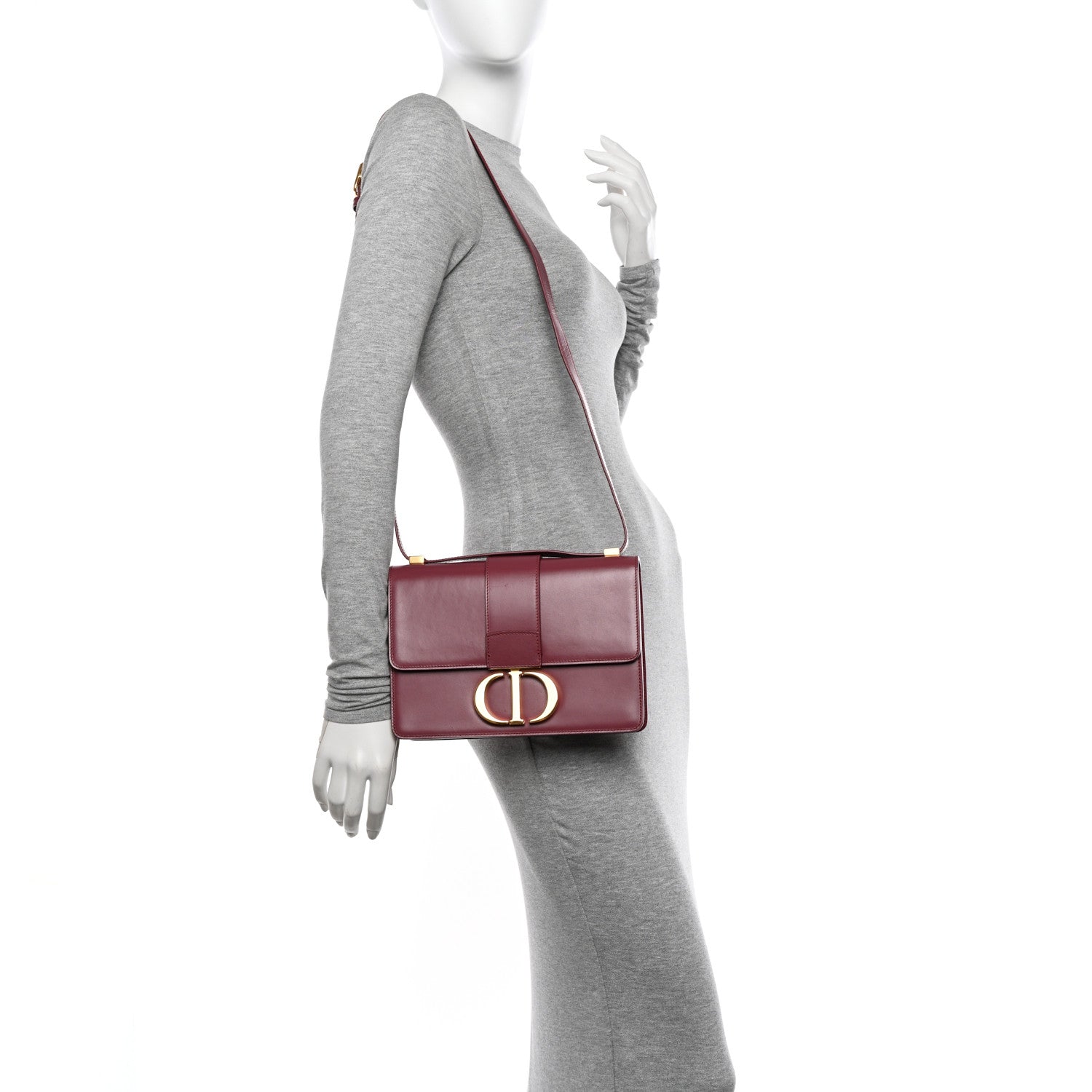 Christian Dior Grained Calfskin 30 Montaigne Flap Bag Dark Pink 2 of 9